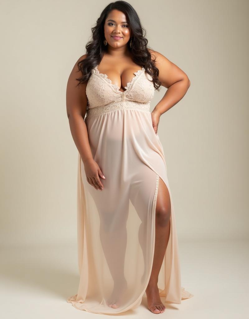 Camisola Plus Size Renda com Fenda